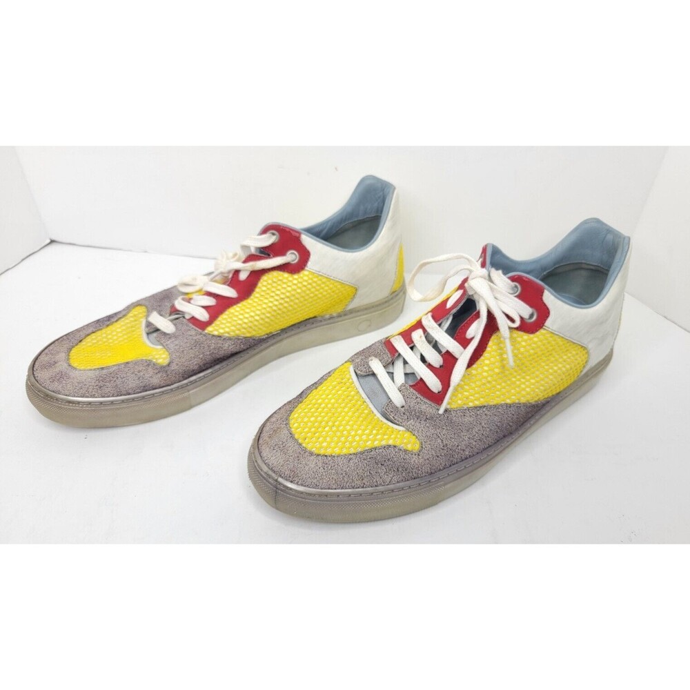 Balenciaga Low Top Contrast Panel Trainers Sneakers Yellow, Sz 42, Made In Italy